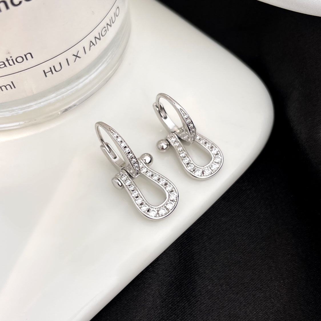 [Glimmer]FORCE 10 FULL DIAMOND DROP EARRINGS MEDIUM MODEL