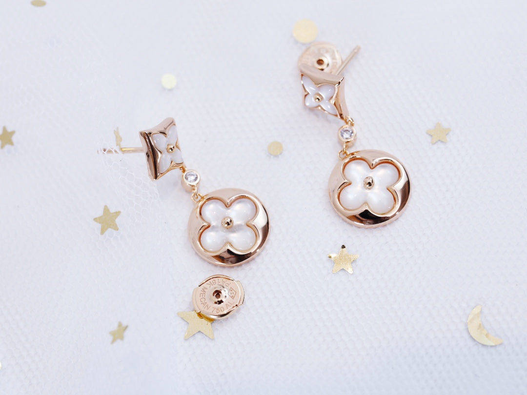 [Glimmer]スターアンドサン ピンクゴールドMOPドロップイヤリング