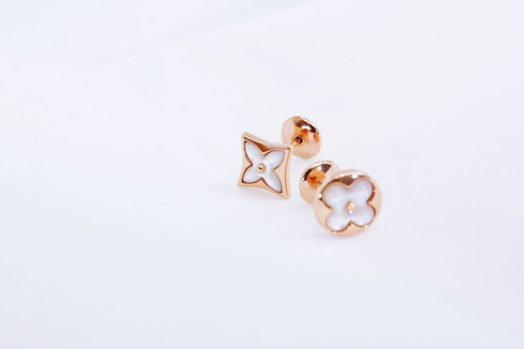 [Glimmer]STAR AND SUN PINK GOLD MOP STUD EARRINGS