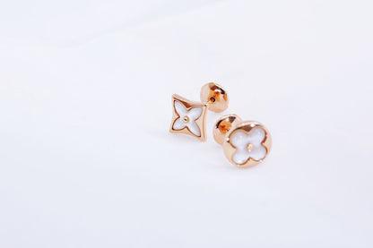 [Glimmer]STAR AND SUN PINK GOLD MOP STUD EARRINGS
