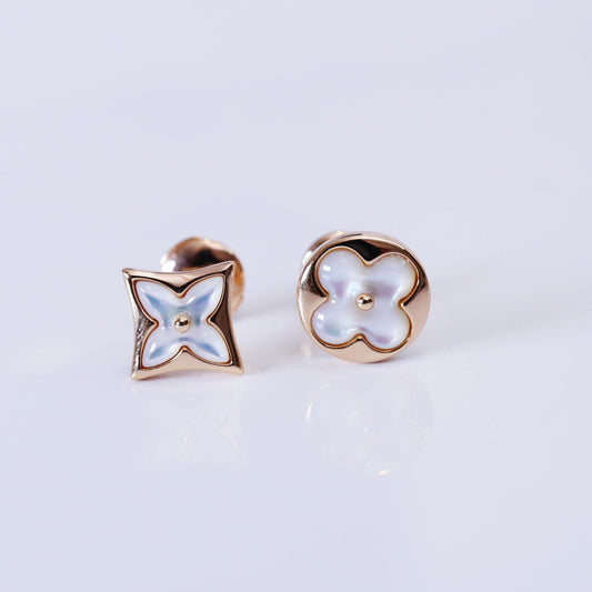 [Glimmer]STAR AND SUN PINK GOLD MOP STUD EARRINGS
