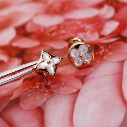 [Glimmer]STAR AND SUN PINK GOLD MOP STUD EARRINGS