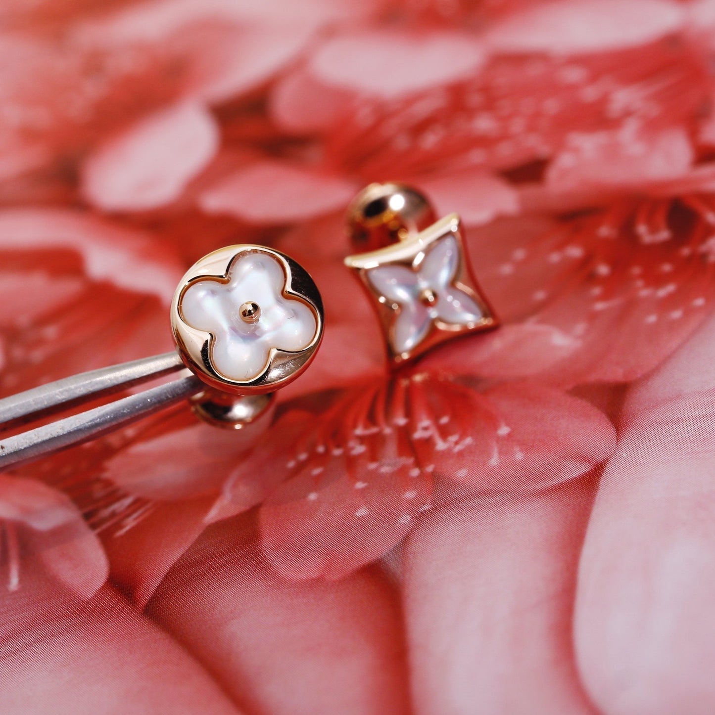 [Glimmer]STAR AND SUN PINK GOLD MOP STUD EARRINGS