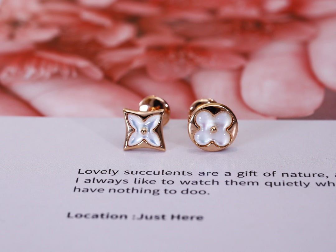 [Glimmer]STAR AND SUN PINK GOLD MOP STUD EARRINGS