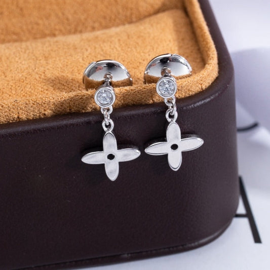 [Glimmer]VIDYLLE SILVER DIAMOND MINI DROP EARRINGS