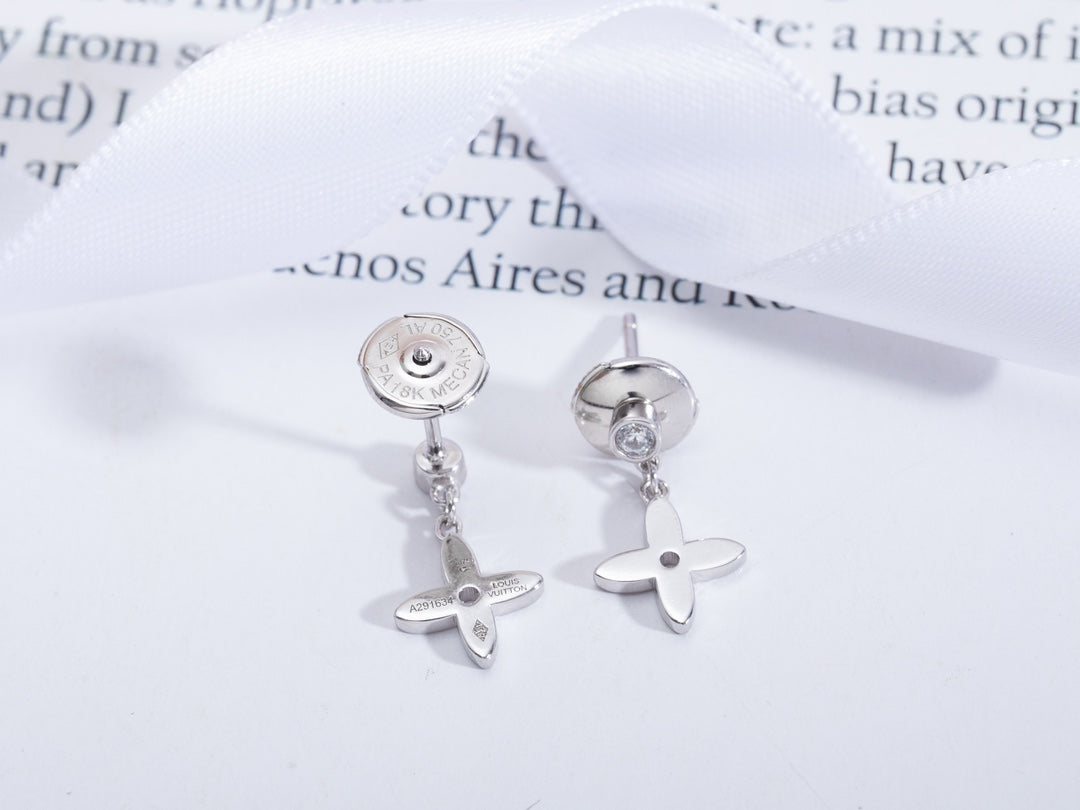 [Glimmer]VIDYLLE SILVER DIAMOND MINI DROP EARRINGS