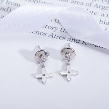 [Glimmer]VIDYLLE SILVER DIAMOND MINI DROP EARRINGS