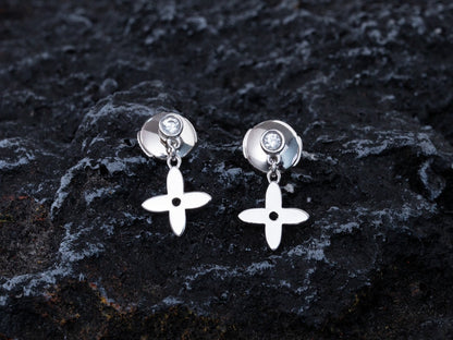 [Glimmer]VIDYLLE SILVER DIAMOND MINI DROP EARRINGS