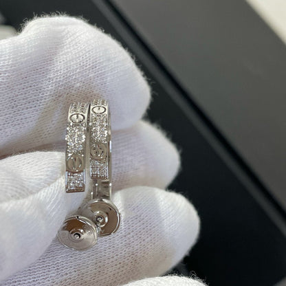 [Glimmer]LOVE DIAMOND SILVER HOOP EARRINGS