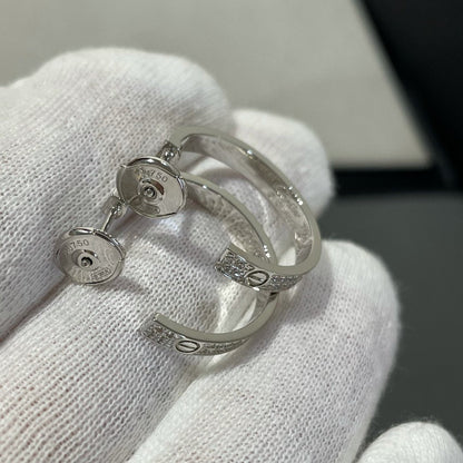 [Glimmer]LOVE DIAMOND SILVER HOOP EARRINGS