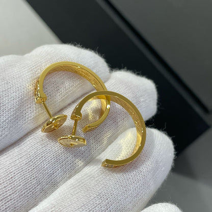 [Glimmer]LOVE DIAMOND GOLD HOOP EARRINGS