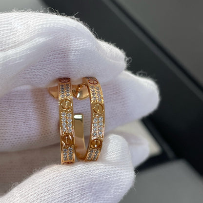 [Glimmer]LOVE DIAMOND PINK GOLD HOOP EARRINGS