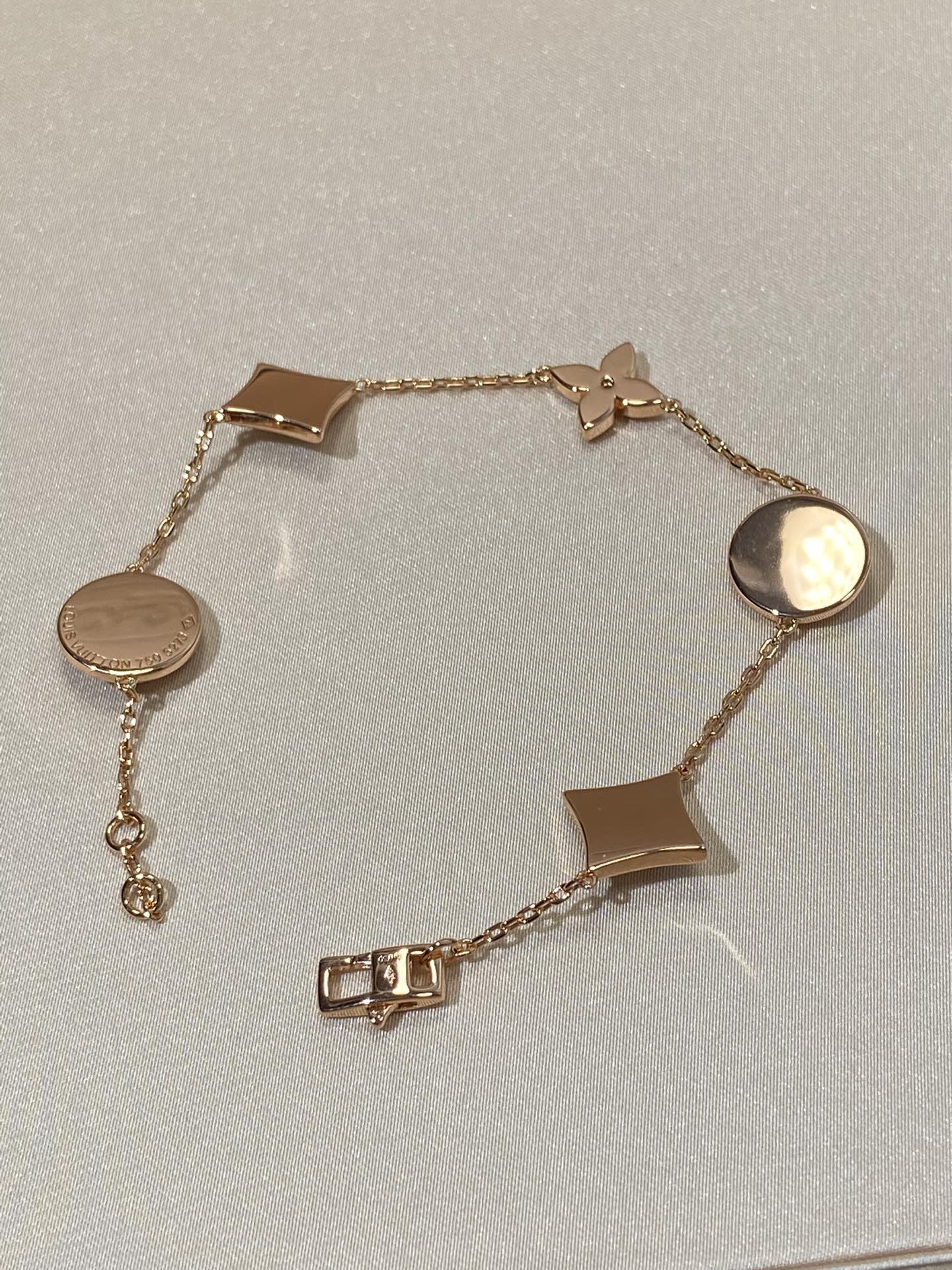 [Glimmer]STAR AND SUN 5 MOTIF MOP PINK GOLD BRACELET