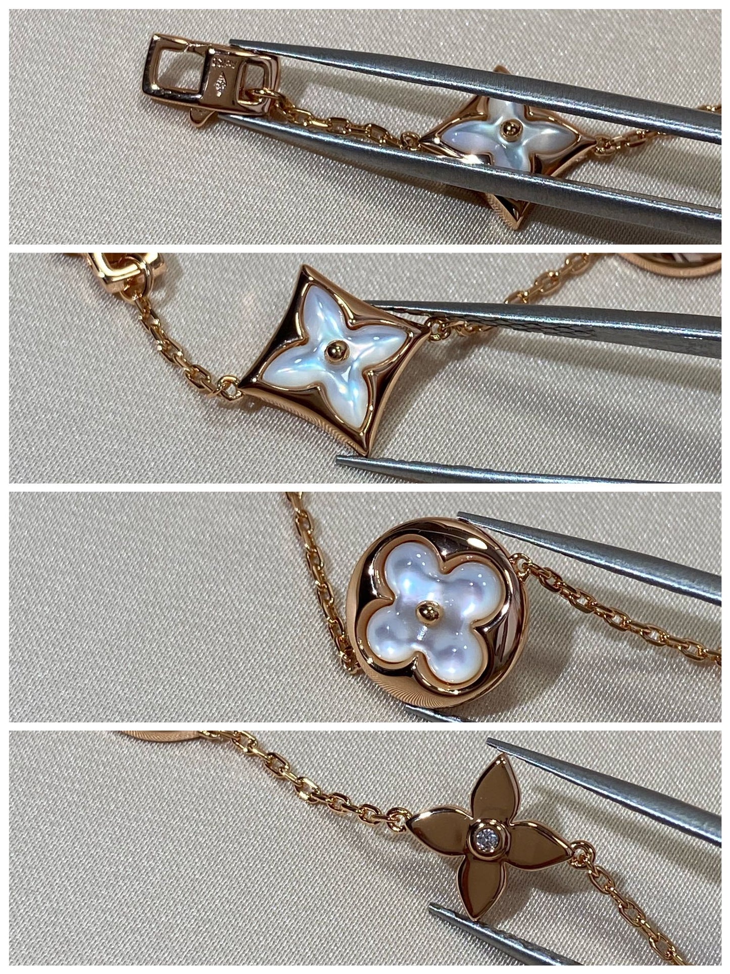 [Glimmer]STAR AND SUN 5 MOTIF MOP PINK GOLD BRACELET