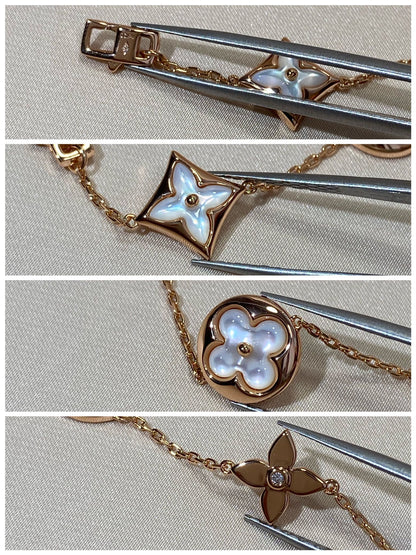 [Glimmer]STAR AND SUN 5 MOTIF MOP PINK GOLD BRACELET