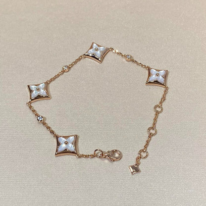 [Glimmer]STAR 4 MOTIF MOP DIAMOND PINK GOLD BRACELET