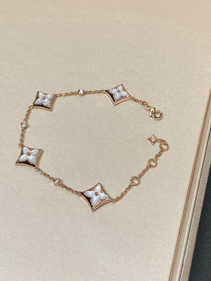 [Glimmer]STAR 4 MOTIF MOP DIAMOND PINK GOLD BRACELET