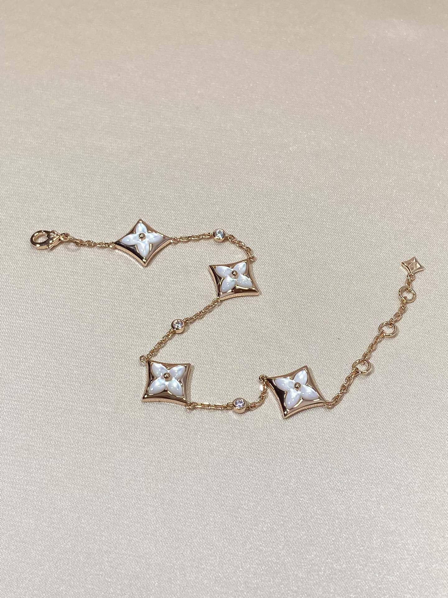 [Glimmer]STAR 4 MOTIF MOP DIAMOND PINK GOLD BRACELET