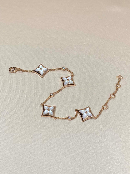 [Glimmer]STAR 4 MOTIF MOP DIAMOND PINK GOLD BRACELET