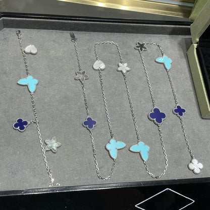 [Glimmer]ラッキー クローバー シルバー 11 モチーフ ネックレス