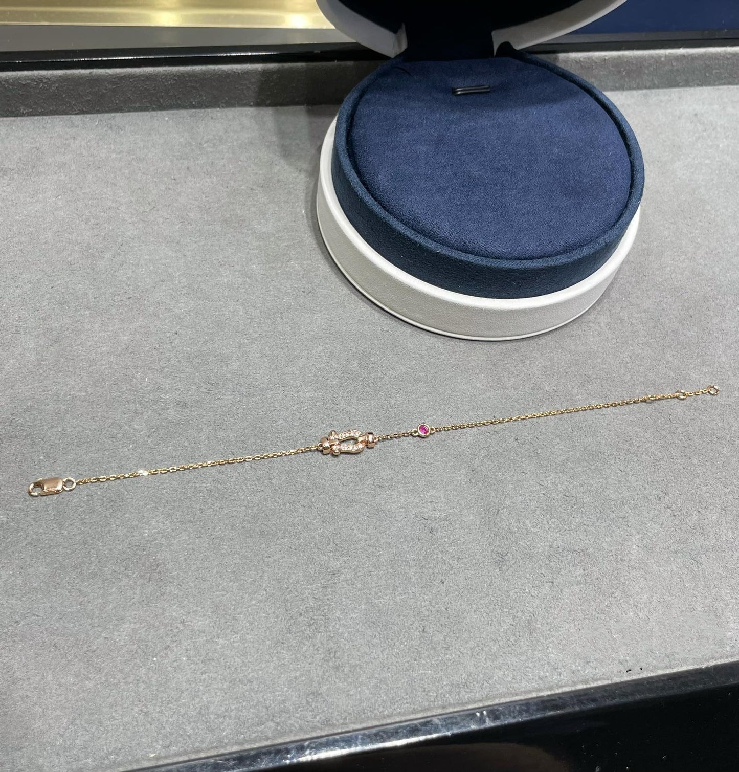 [Glimmer]FORCE 10 DIAMOND CHAIN LINK PINK GOLD BRACELET