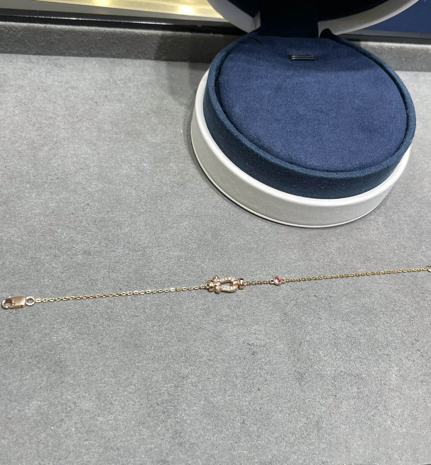 [Glimmer]FORCE 10 DIAMOND CHAIN LINK PINK GOLD BRACELET