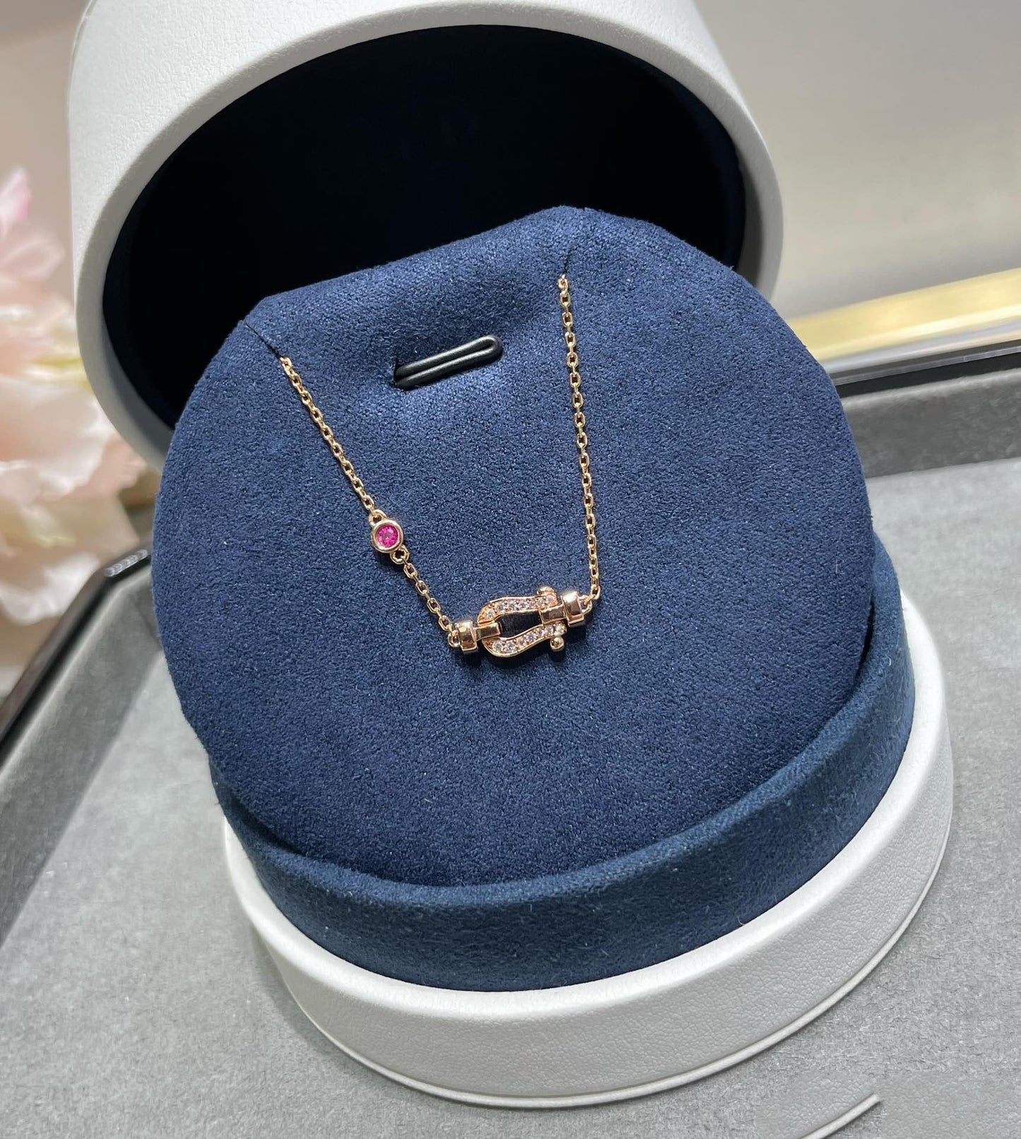 [Glimmer]FORCE 10 DIAMOND CHAIN LINK PINK GOLD BRACELET