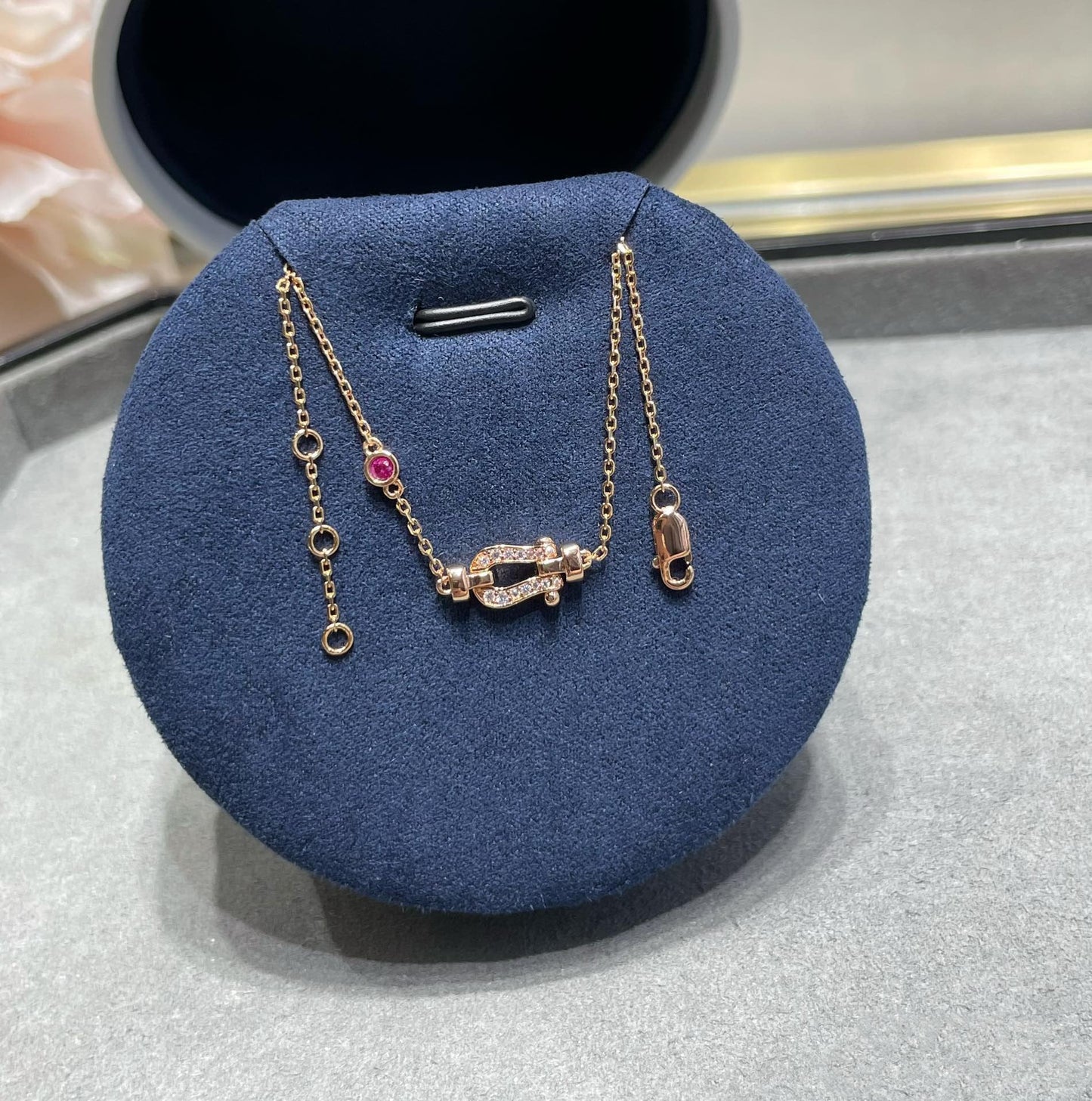[Glimmer]FORCE 10 DIAMOND CHAIN LINK PINK GOLD BRACELET
