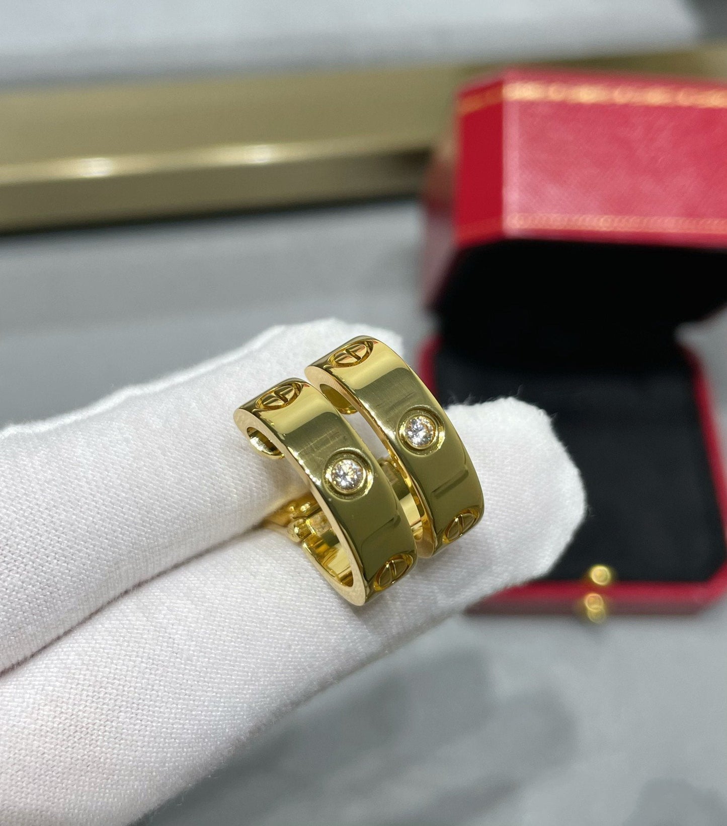 [Glimmer]LOVE 5.5MM 1 DIAMOND EARRINGS