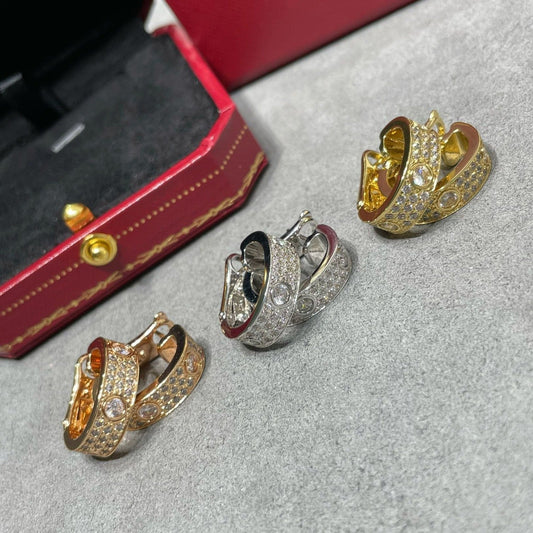 [Glimmer]LOVE 5.5MM DIAMOND PAVED EARRINGS