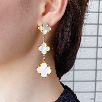 [Glimmer]CLOVER MOP 3 MOTIFS GOLD EARRINGS