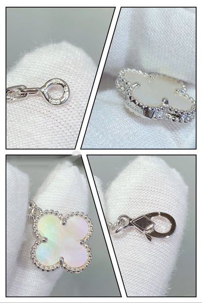 [Glimmer]CLOVER 5 MOTIF WHITE MOP SILVER BRACELET