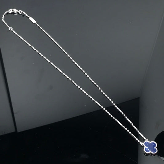 [Glimmer]CLOVER PIETERSITE SILVER LONG NECKLACE