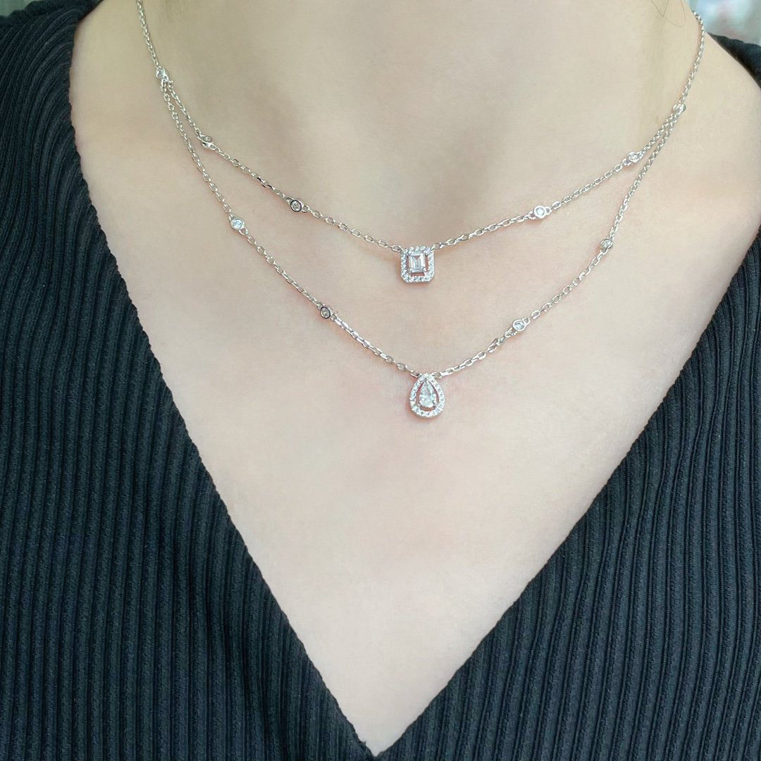 [Glimmer]MY TWIN 2 ROW DIAMOND NECKLACE