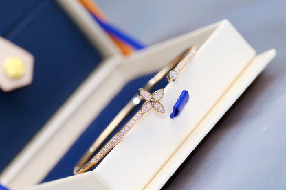 [Glimmer]IDYLLE PINK GOLD OPEN BRACELET DIAMOND PAVED