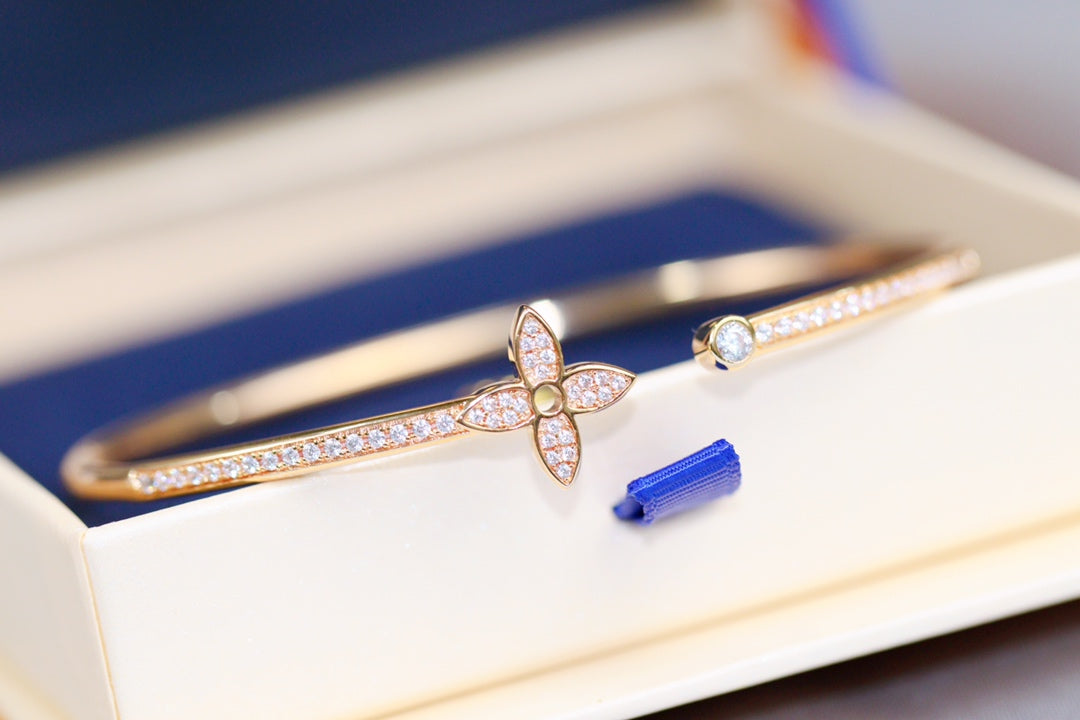 [Glimmer]IDYLLE PINK GOLD OPEN BRACELET DIAMOND PAVED