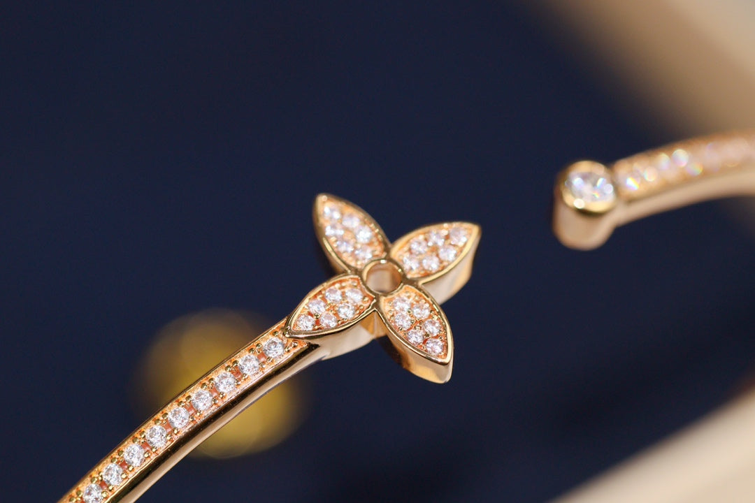 [Glimmer]IDYLLE PINK GOLD OPEN BRACELET DIAMOND PAVED