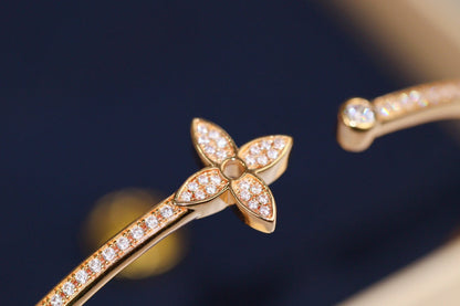 [Glimmer]IDYLLE PINK GOLD OPEN BRACELET DIAMOND PAVED
