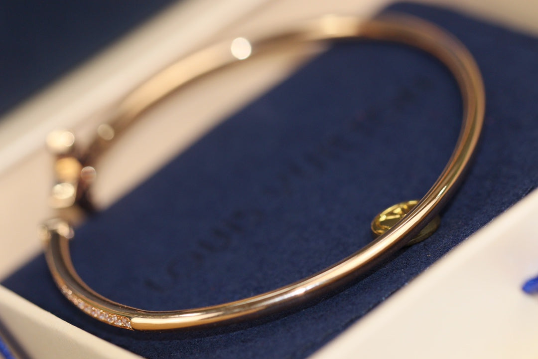 [Glimmer]IDYLLE PINK GOLD OPEN BRACELET DIAMOND PAVED