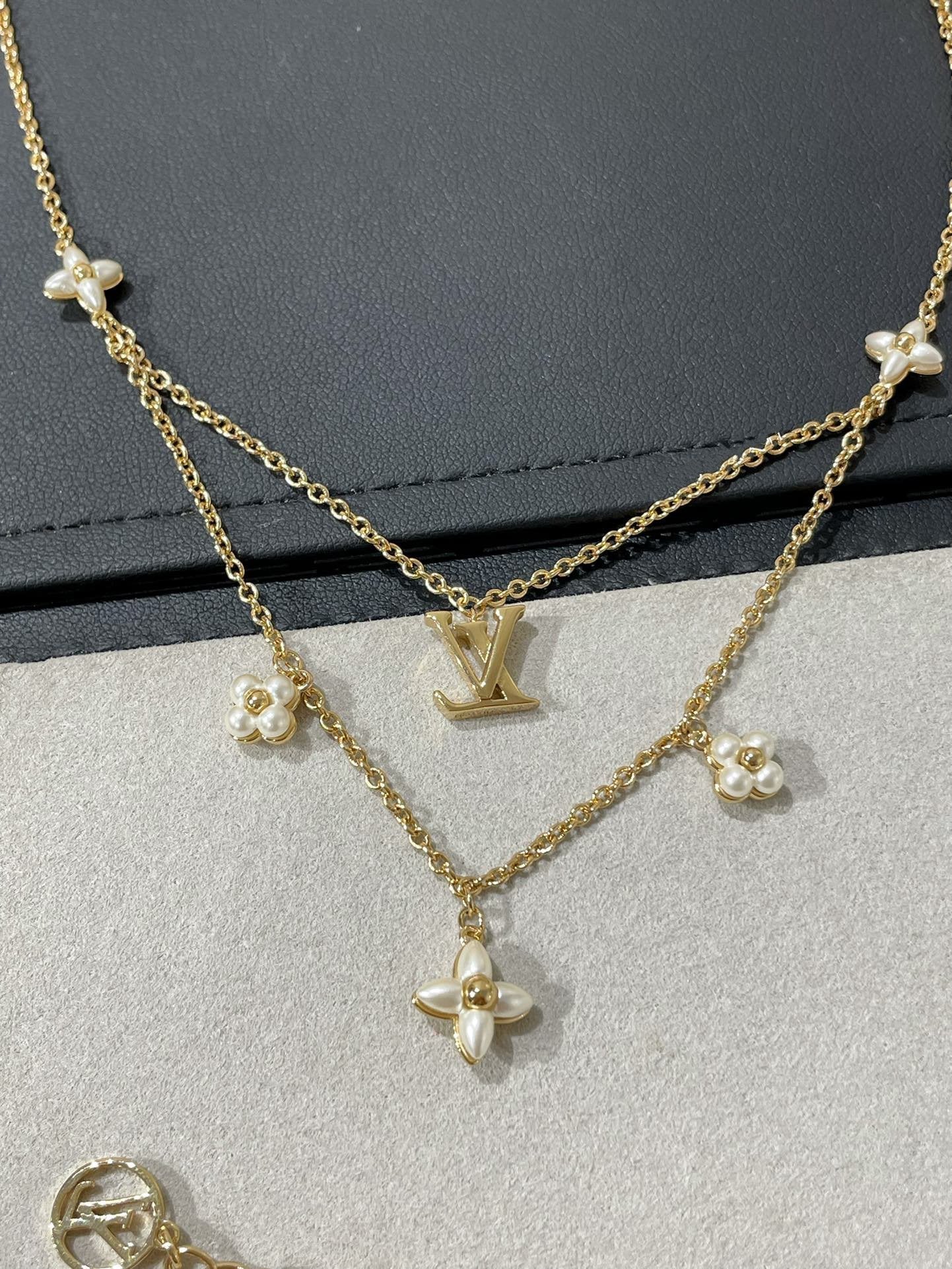 [Glimmer]FLOWERGRAM GOLD MOP DOUBLE ROW NECKLACE