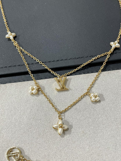 [Glimmer]FLOWERGRAM GOLD MOP DOUBLE ROW NECKLACE
