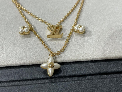 [Glimmer]FLOWERGRAM GOLD MOP DOUBLE ROW NECKLACE