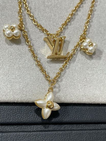 [Glimmer]FLOWERGRAM GOLD MOP DOUBLE ROW NECKLACE
