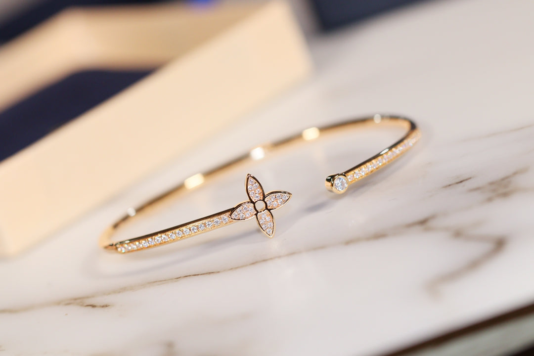 [Glimmer]IDYLLE GOLD OPEN BRACELET DIAMOND PAVED