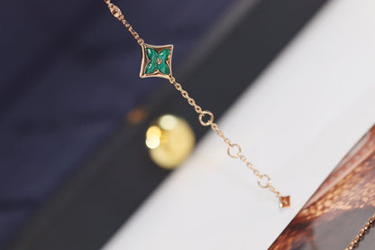 [Glimmer]STAR AND SUN 4 MOTIF PINK GOLD MALACHITE BRACELET