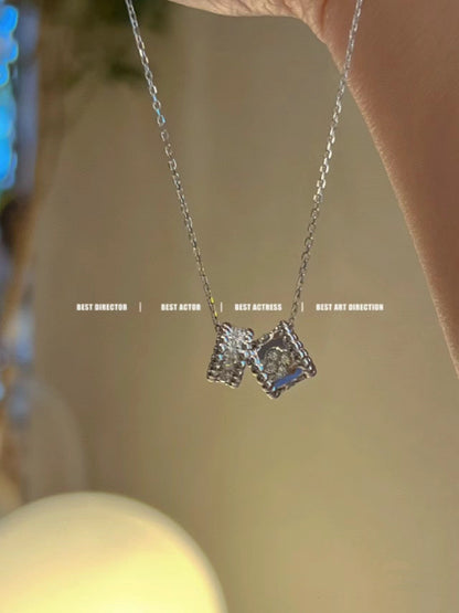 [Glimmer]ペルレ ダブル ペンダント シルバー ダイヤモンド ネックレス