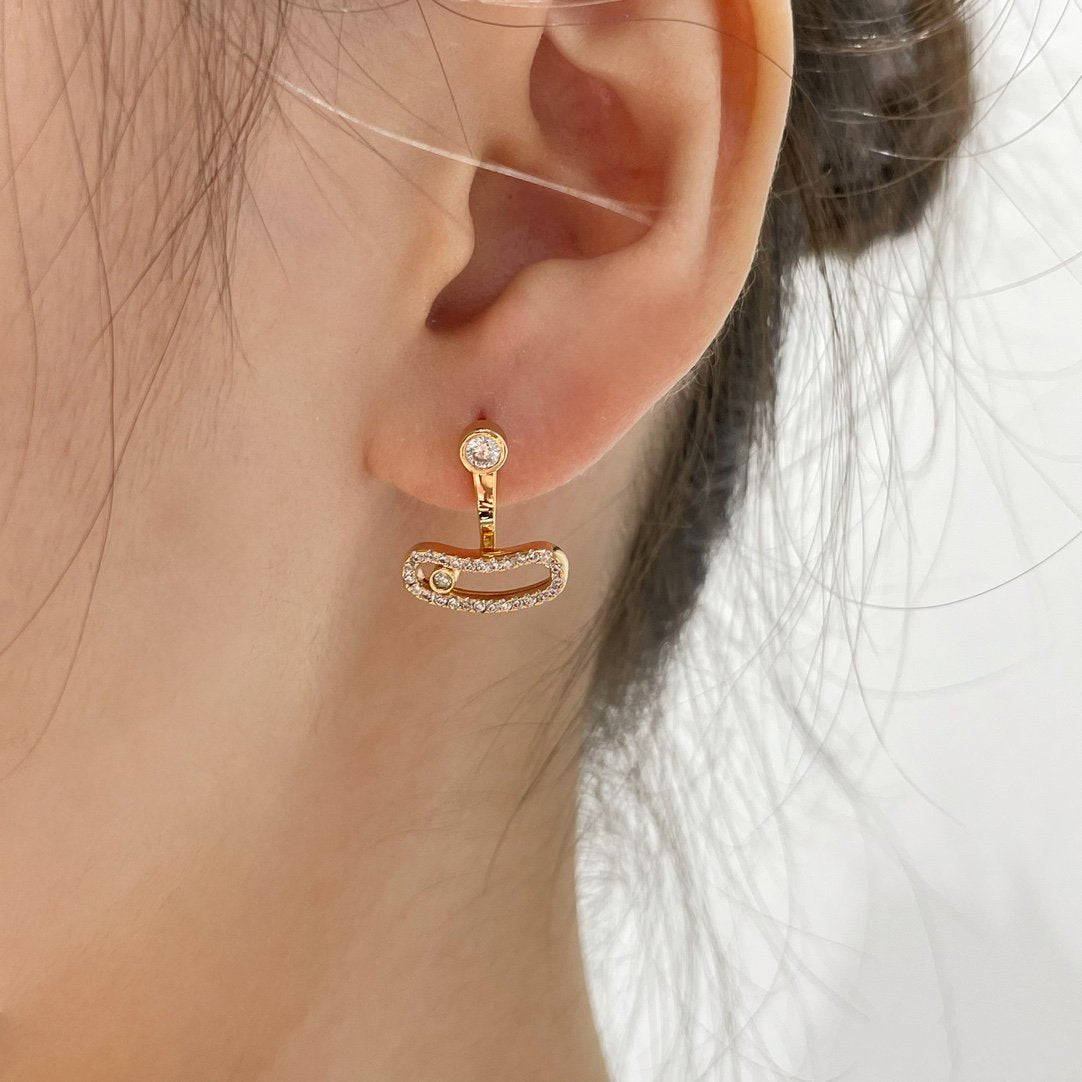 [Glimmer]MOVE UNO PINK GOLD DIAMOND EARRINGS