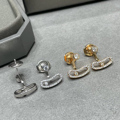 [Glimmer]MOVE UNO PINK GOLD DIAMOND EARRINGS