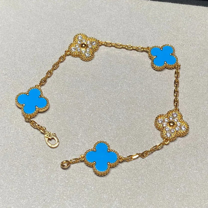 [Glimmer] CLOVER 5 MOTIF BLUE AGATE BRACELET COLLECTION