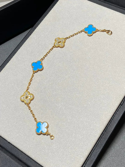 [Glimmer] CLOVER 5 MOTIF BLUE AGATE BRACELET COLLECTION